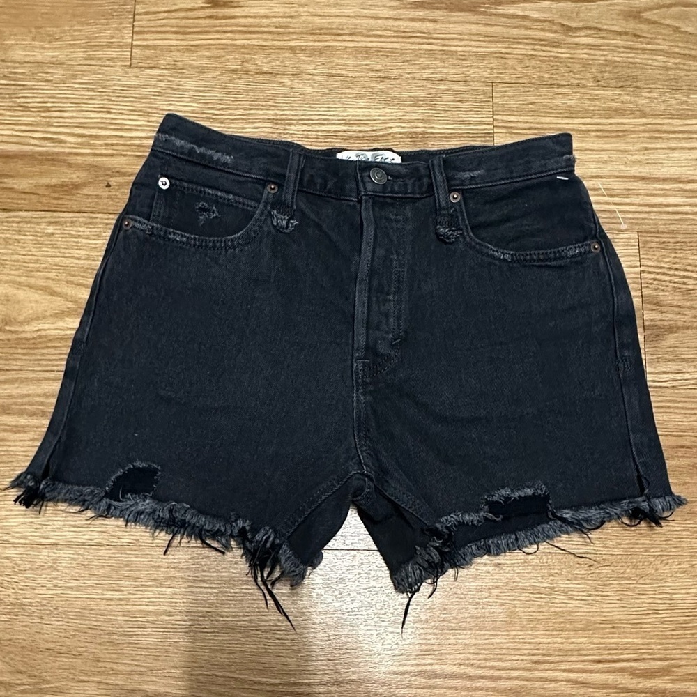 We The Free Denim Black Distressed Jeans Shorts